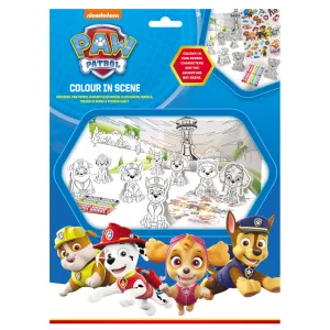 Paw Patrol Colour In Scene   Character Standees Pencils & Stickers Playset