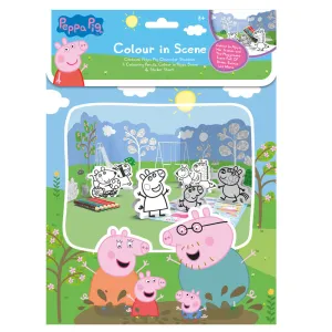 Peppa Pig Colour In Scene   Character Standees Pencils & Stickers Playset