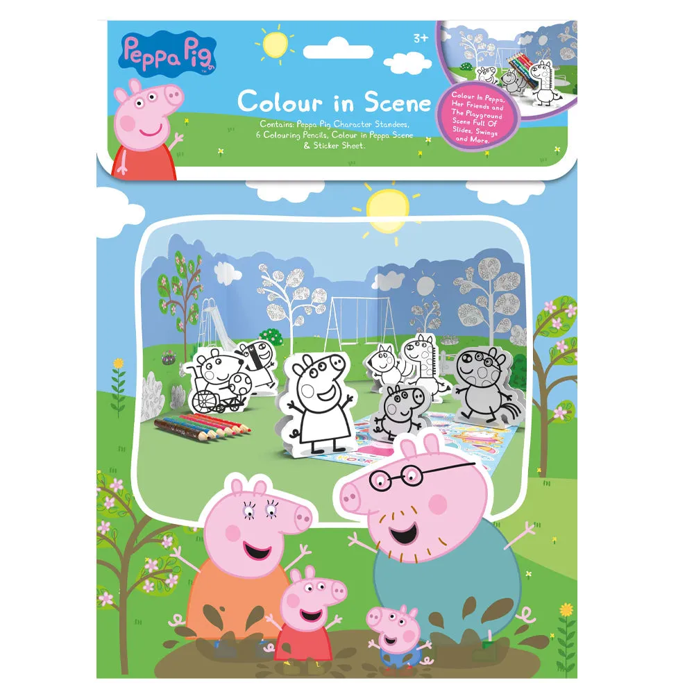 Peppa Pig Colour In Scene   Character Standees Pencils & Stickers Playset