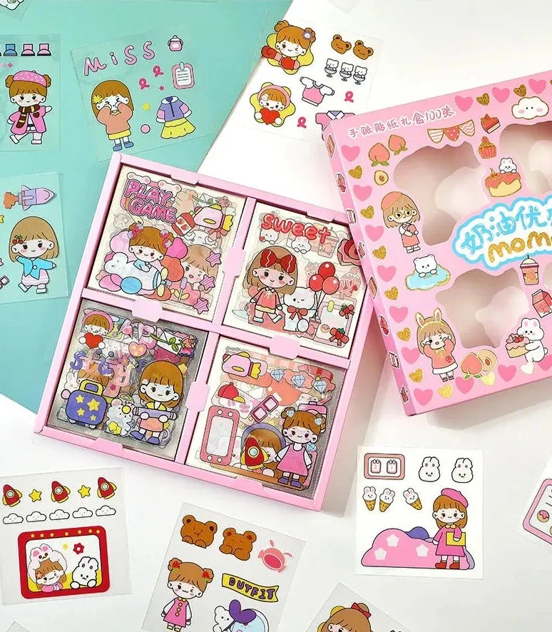 PET Girl Cute Gift MOMO Stickers Box