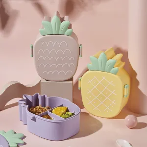 PineappleShape 3 grid lunch box with cutlery(1000ml).