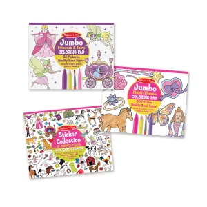 Princess, Fairy, Animals & More Coloring and Sticker Pad Bundle