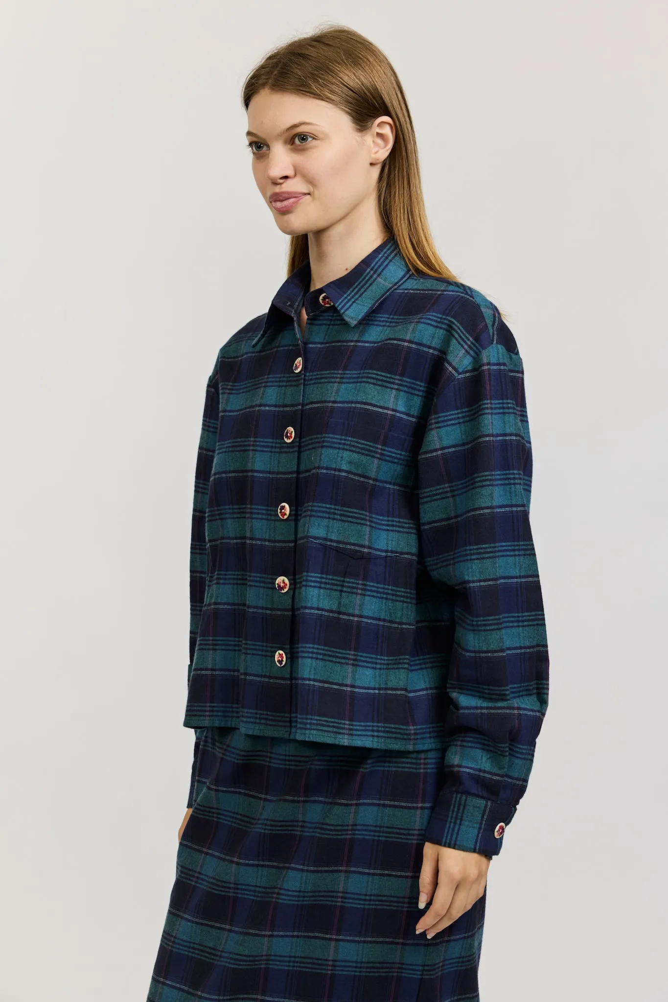 Reilly Blouse in Green Flannel