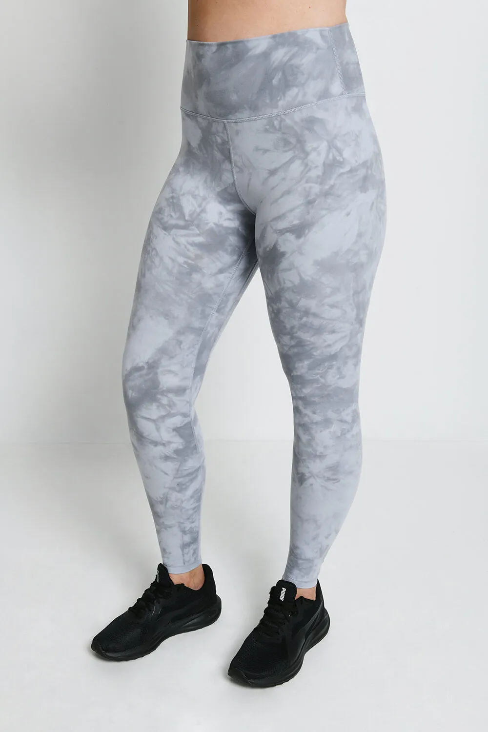 Revitalise High Waisted Leggings - Sky Grey Tie Dye