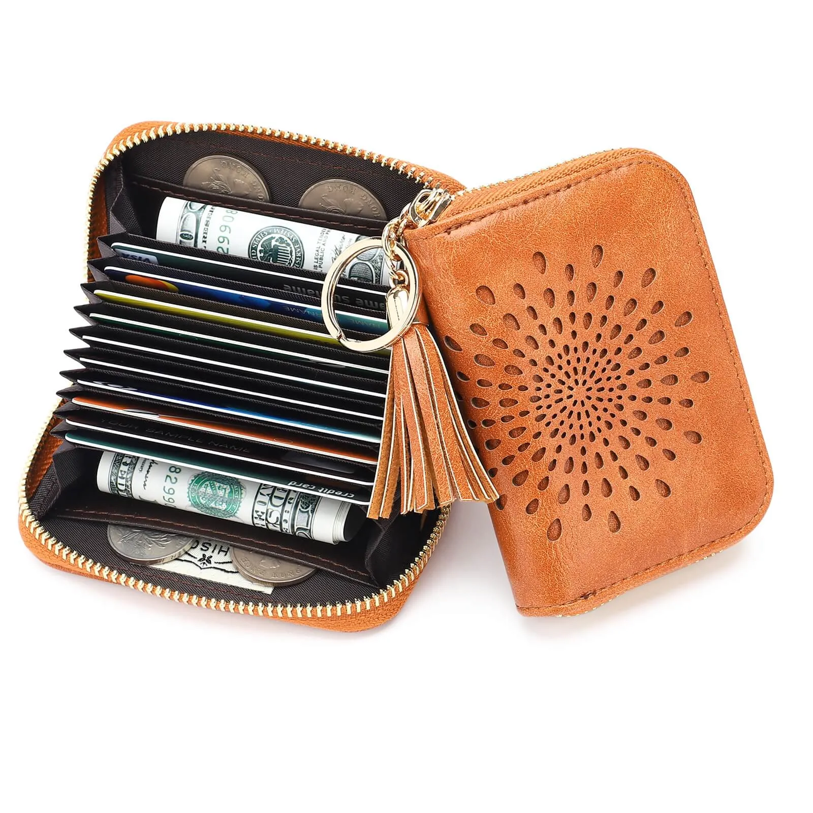 Single Zip Brown Card Holder