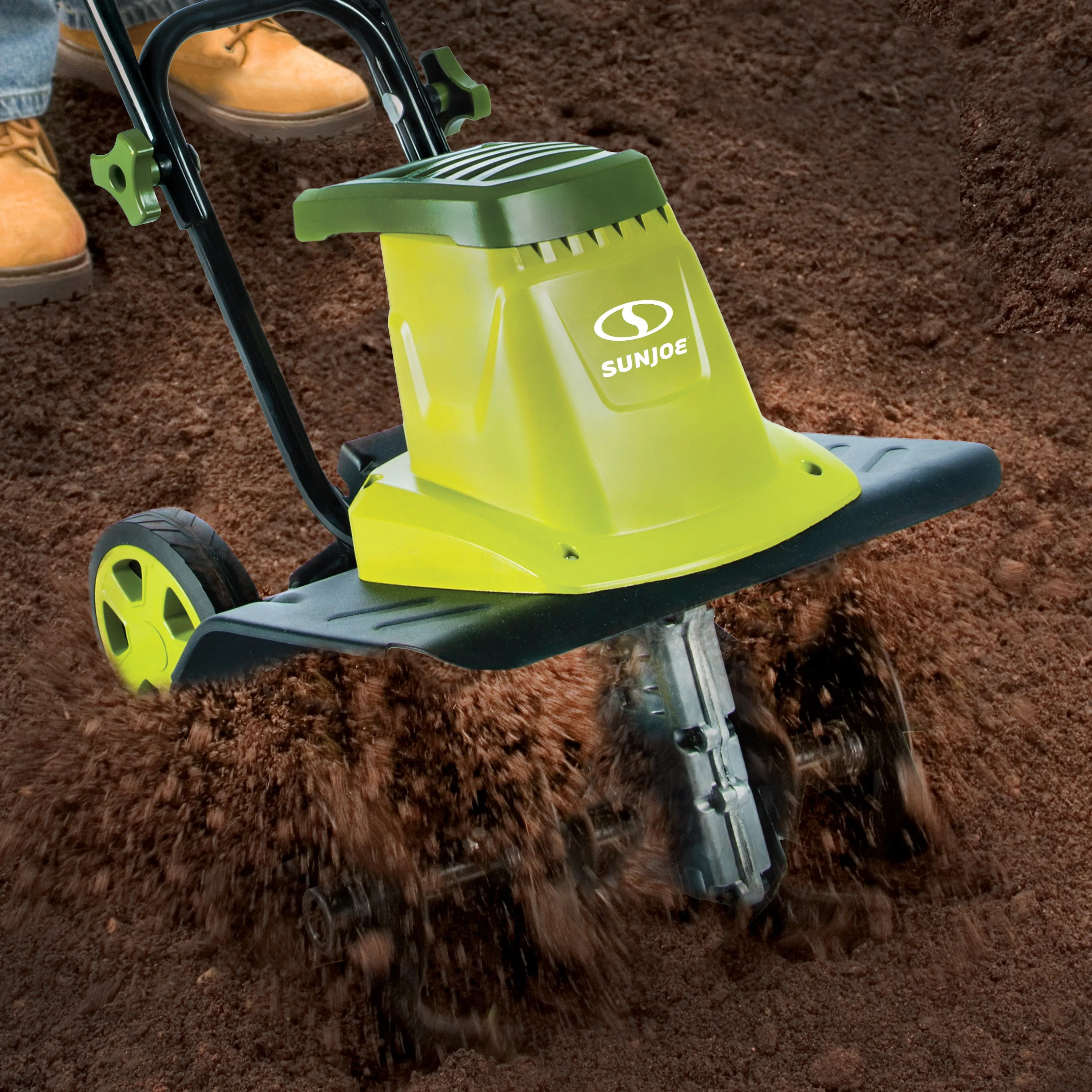 Sun Joe TJ602E Electric Garden Tiller   Cultivator | 12-inch | 8-Amp | 3-Position Height Adjustment