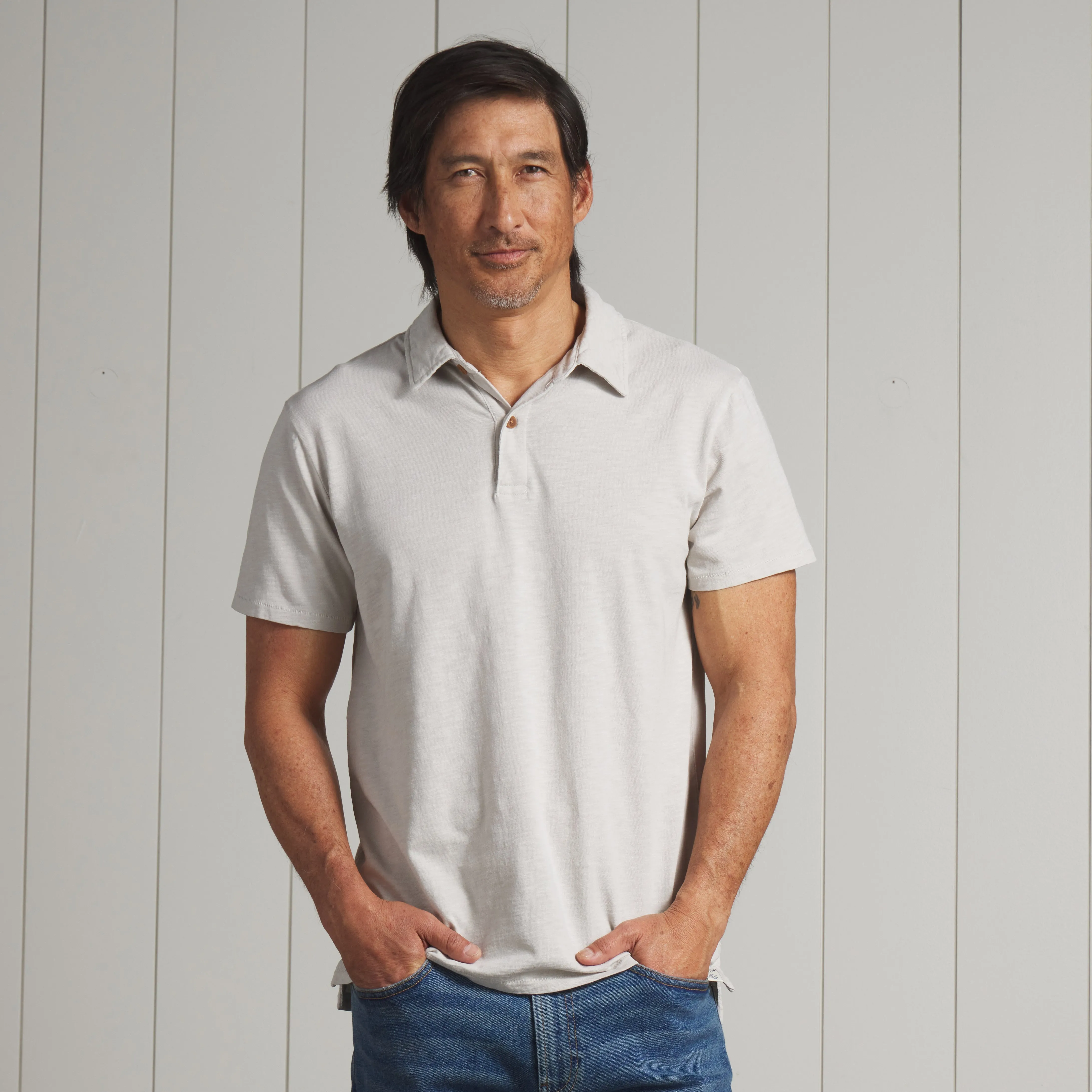 Sunwashed 2 Button Polo - Glacier Gray