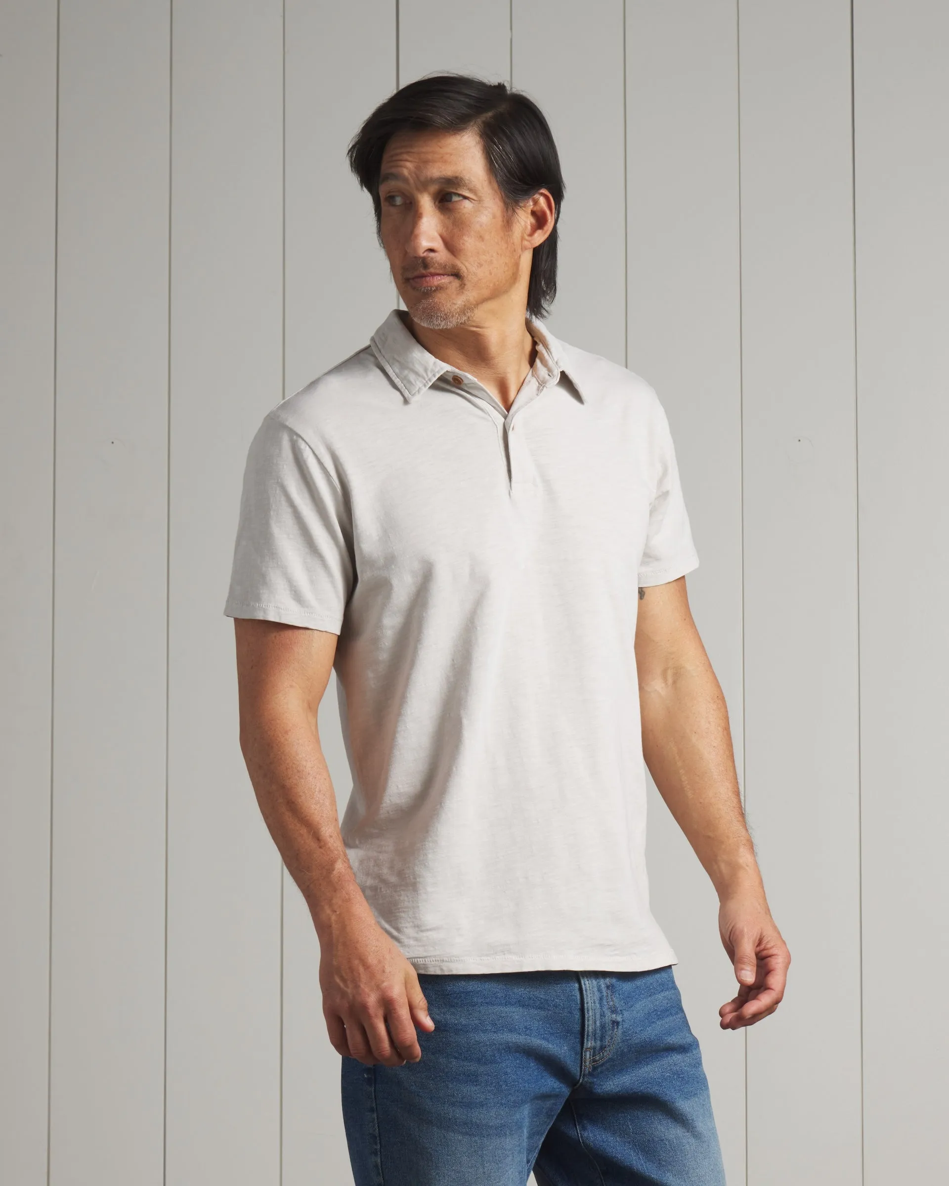 Sunwashed 2 Button Polo - Glacier Gray