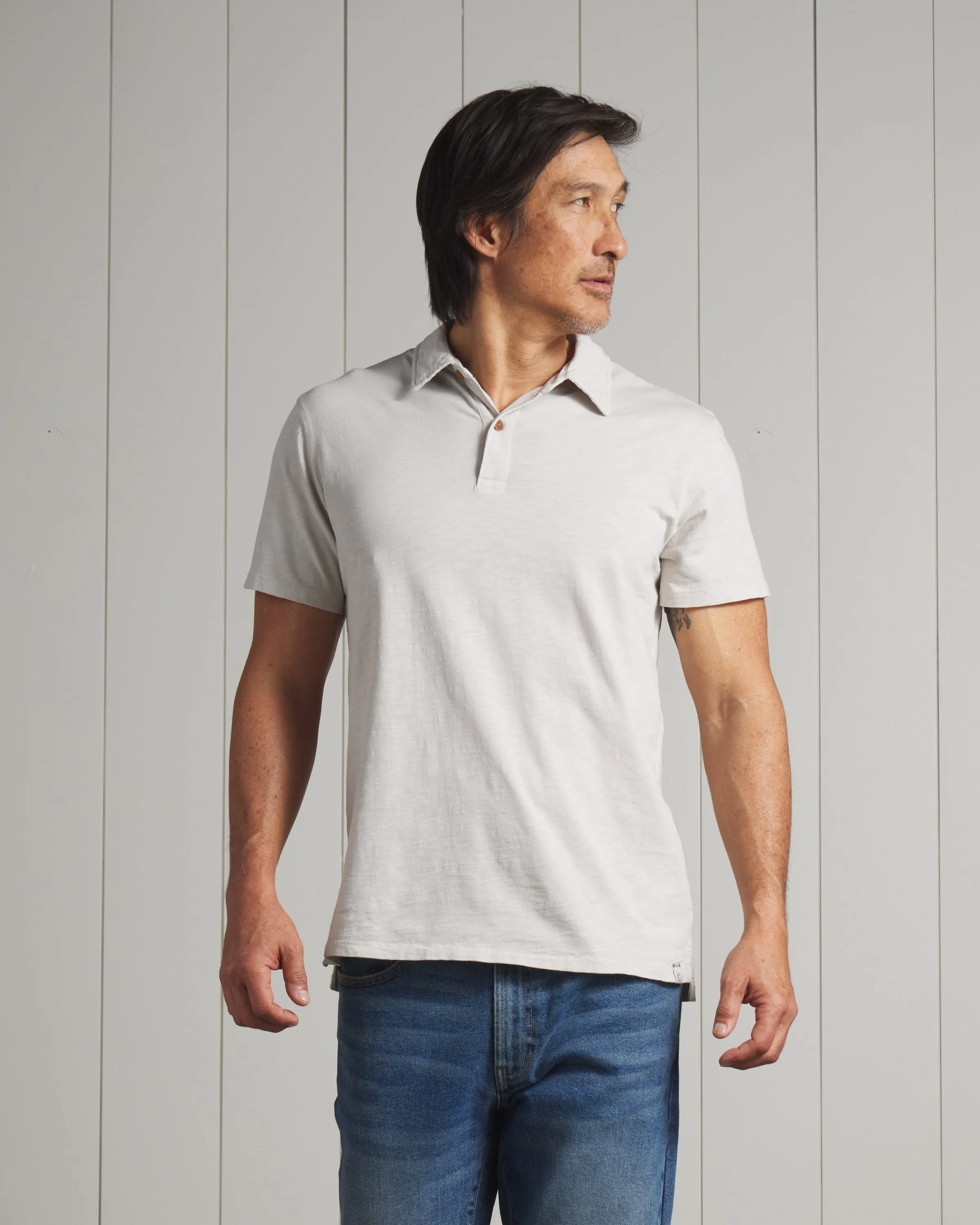 Sunwashed 2 Button Polo - Glacier Gray