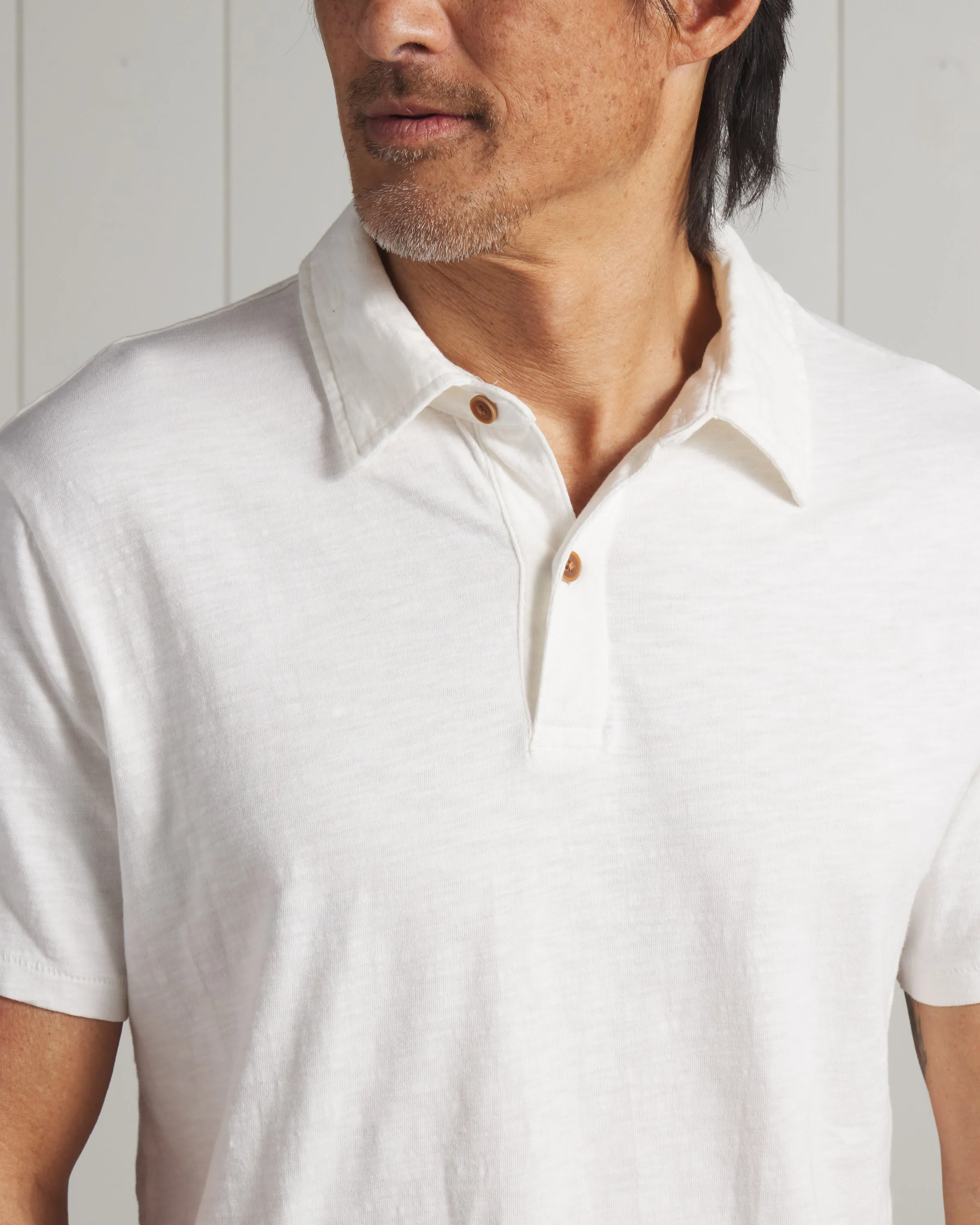 Sunwashed 2 Button Polo - White