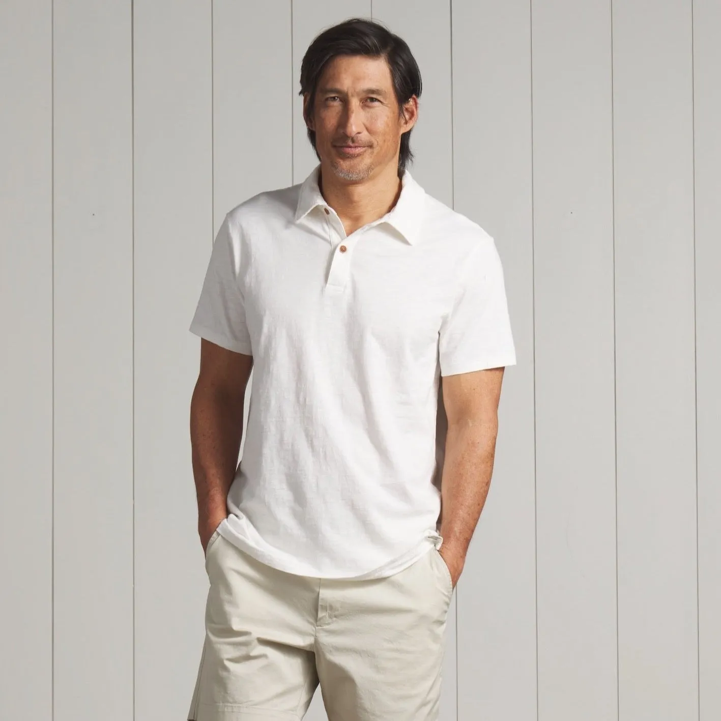 Sunwashed 2 Button Polo - White