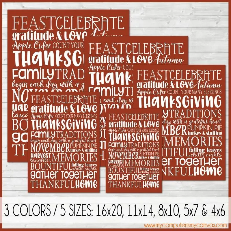 Thanksgiving {November} SUBWAY ART PRINTABLE