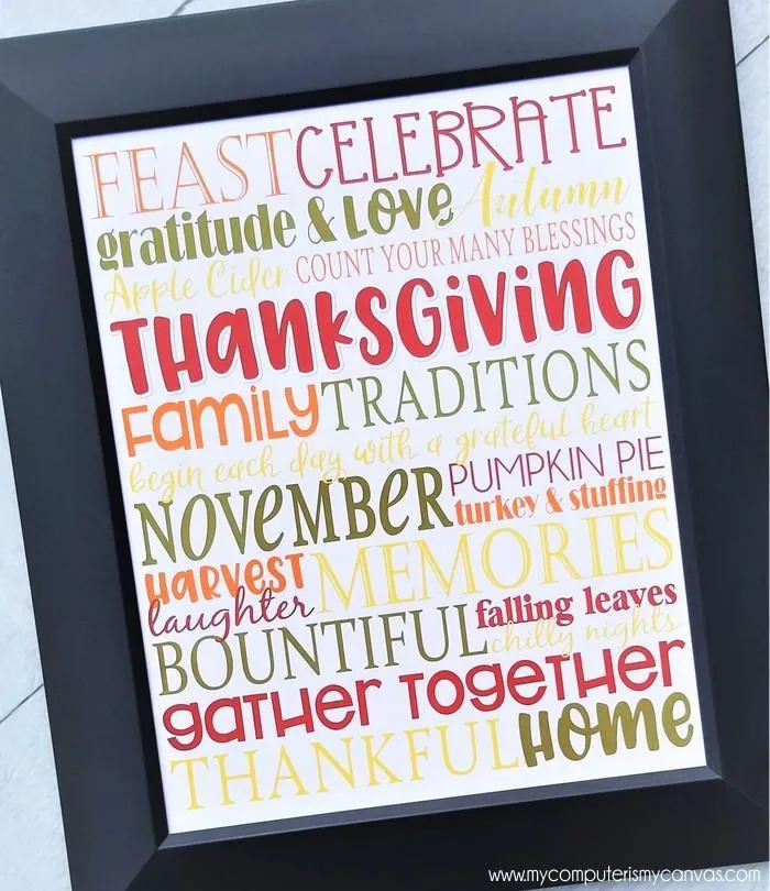 Thanksgiving {November} SUBWAY ART PRINTABLE