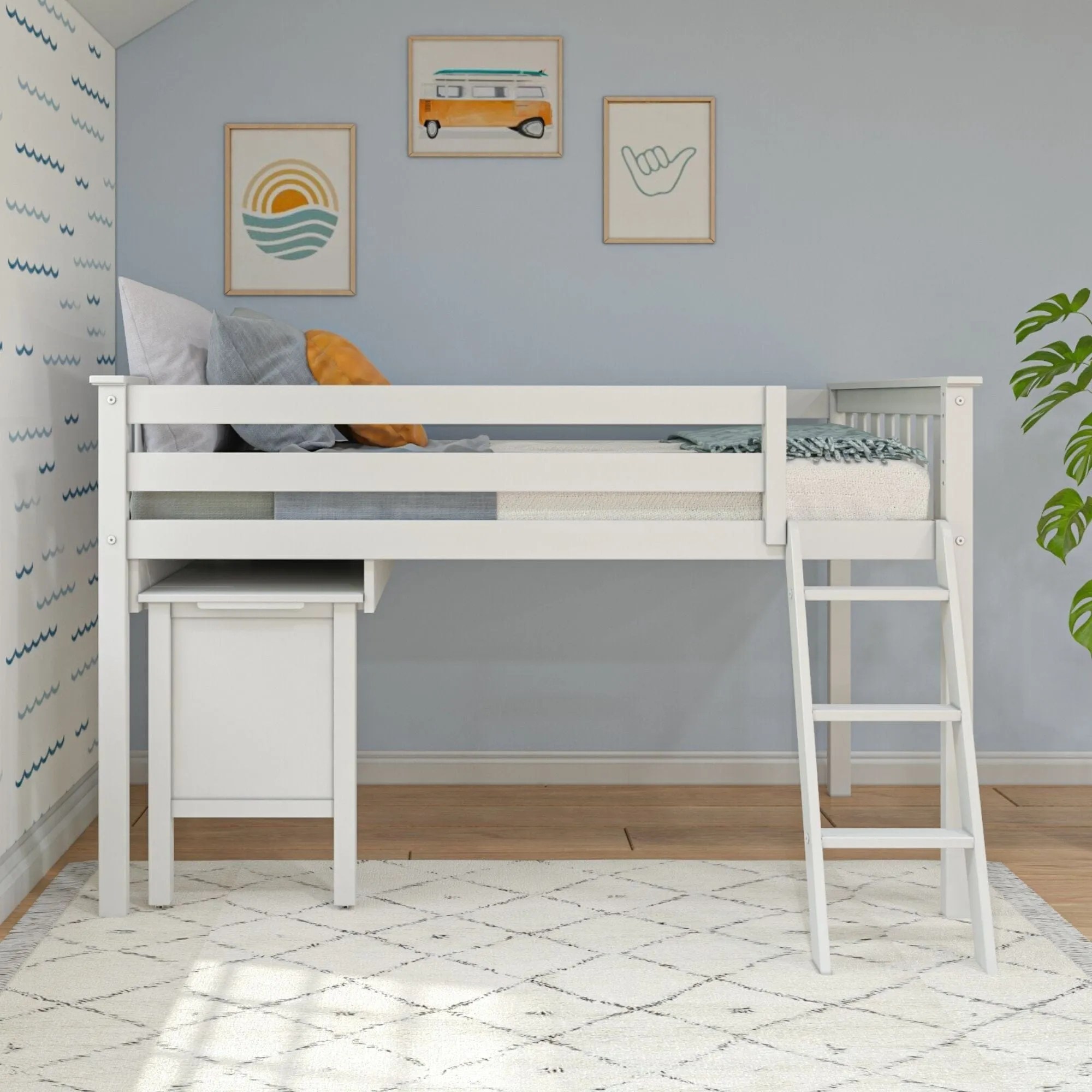 Twin Low Loft Bed With Desk