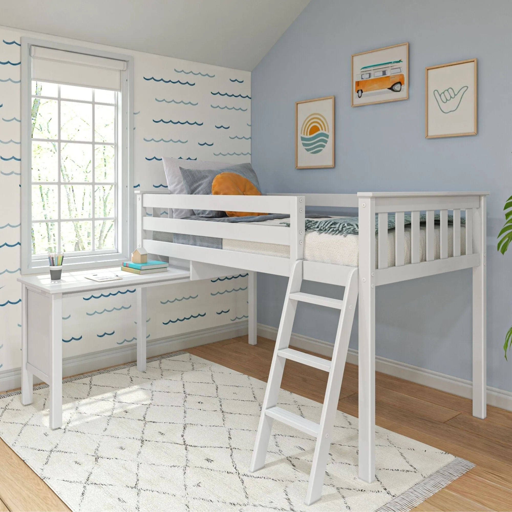 Twin Low Loft Bed With Desk