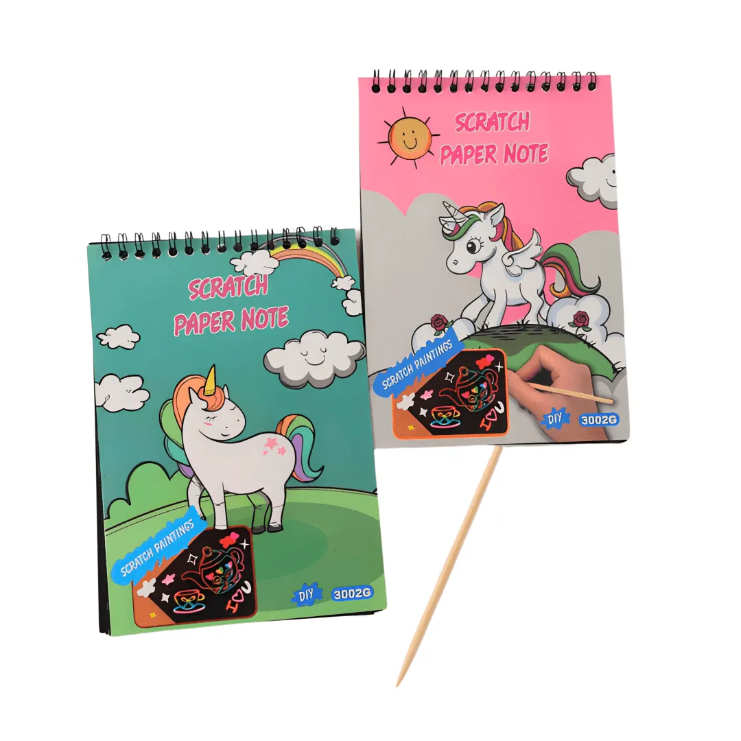 Unicorn Scratch Paper Note Book-with a wooden stylus - Medium