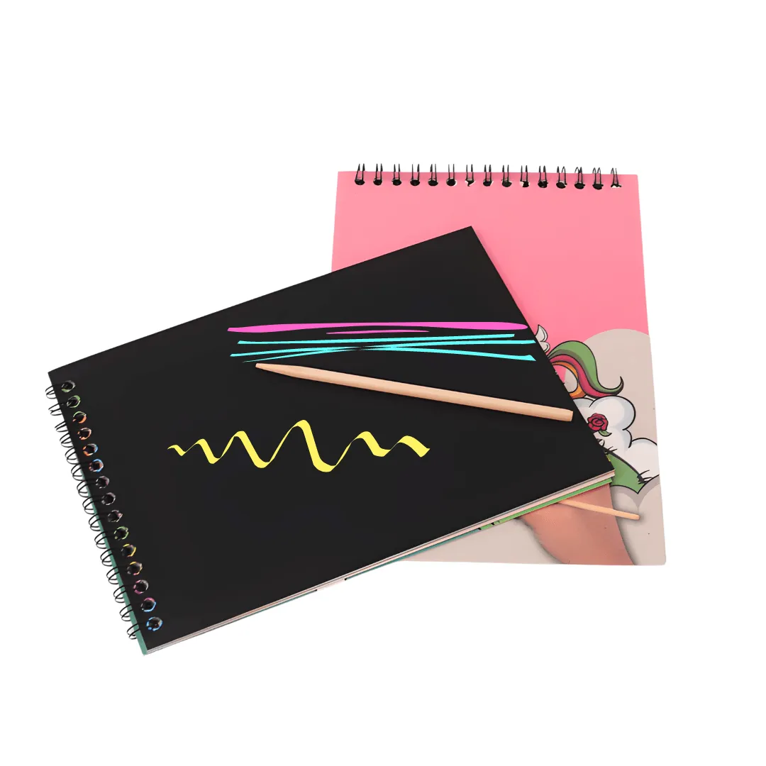 Unicorn Scratch Paper Note Book-with a wooden stylus - Medium