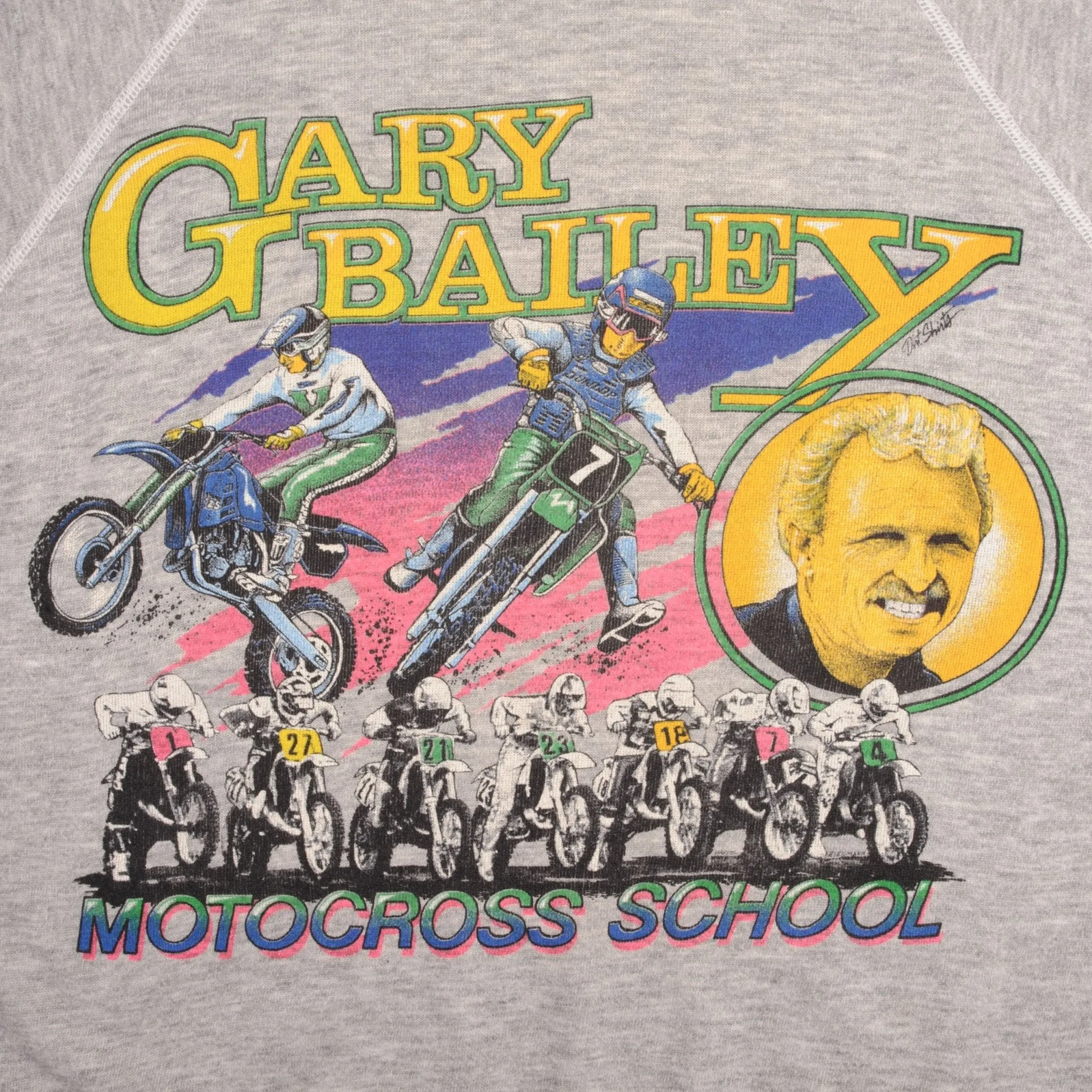 VINTAGE AMA MOTOCROSS GARY THE PROFESSOR BAILEY SCHOOL SWEATSHIRT 1990S LARGE