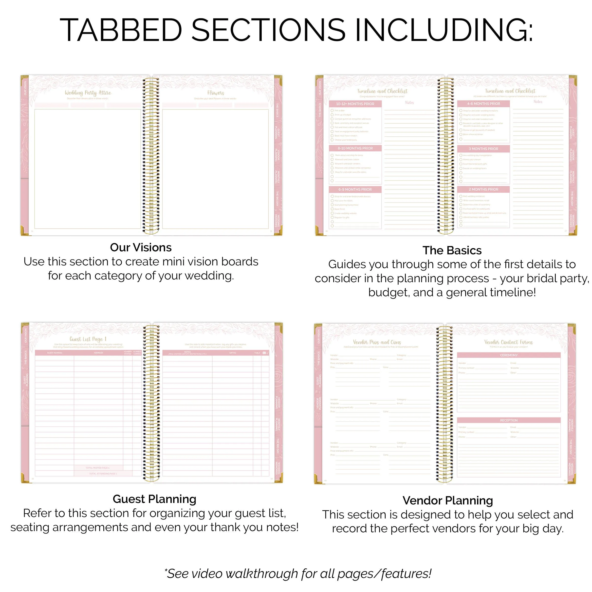 Wedding Planner & Calendar, Gold Scallops