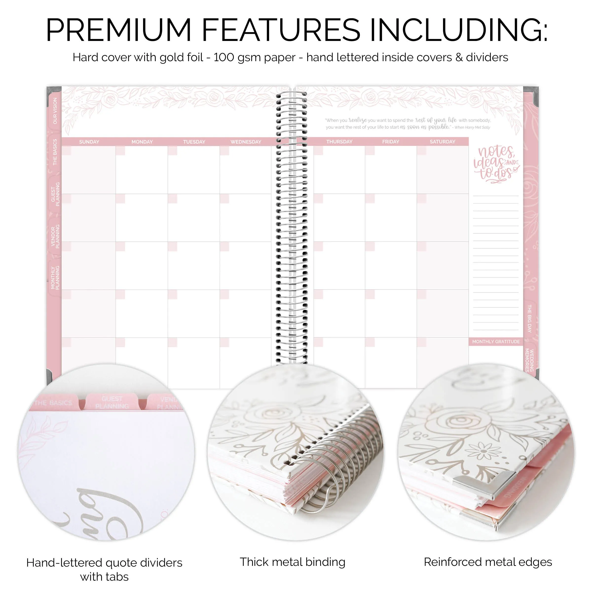 Wedding Planner & Calendar, Silver Floral