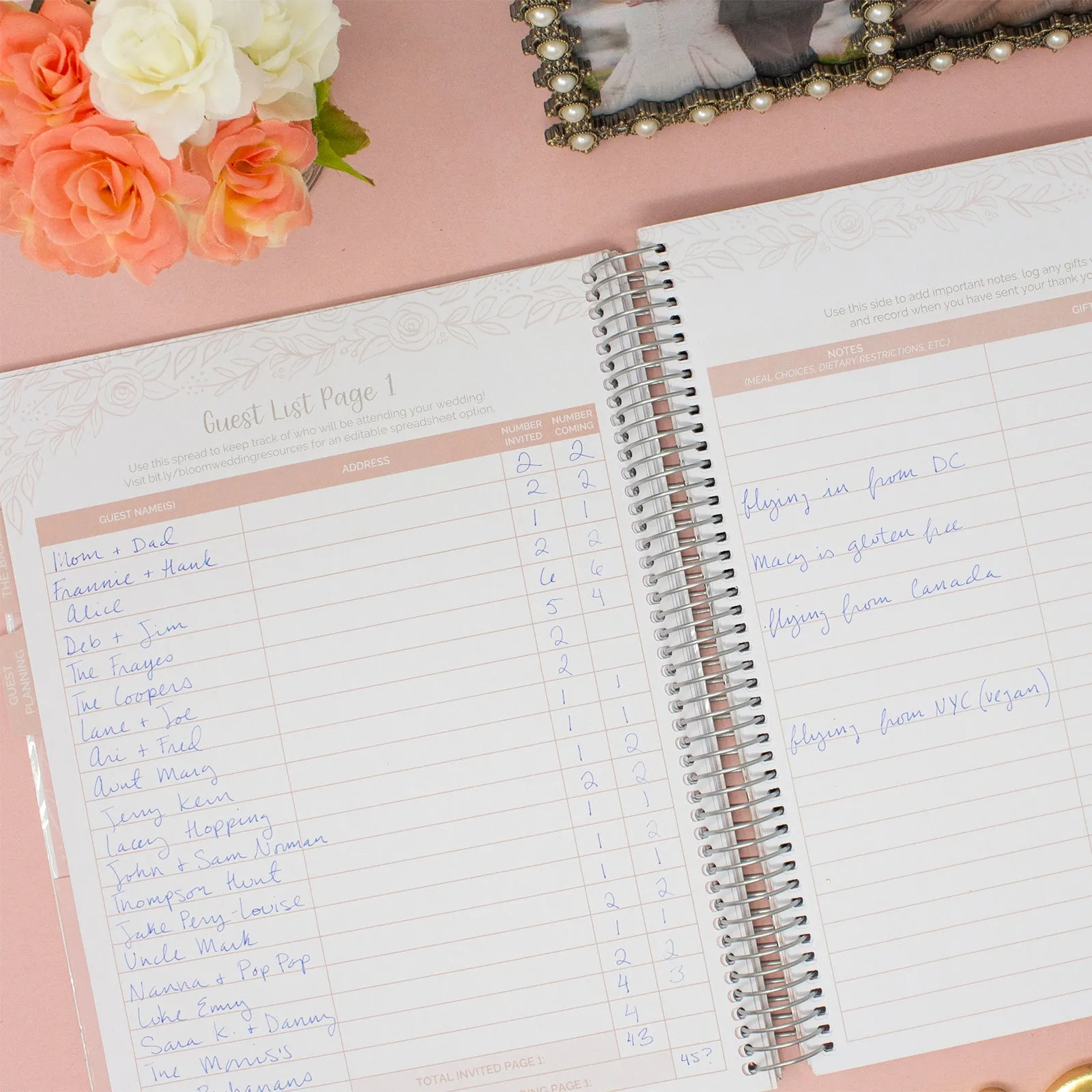 Wedding Planner & Calendar, Silver Floral