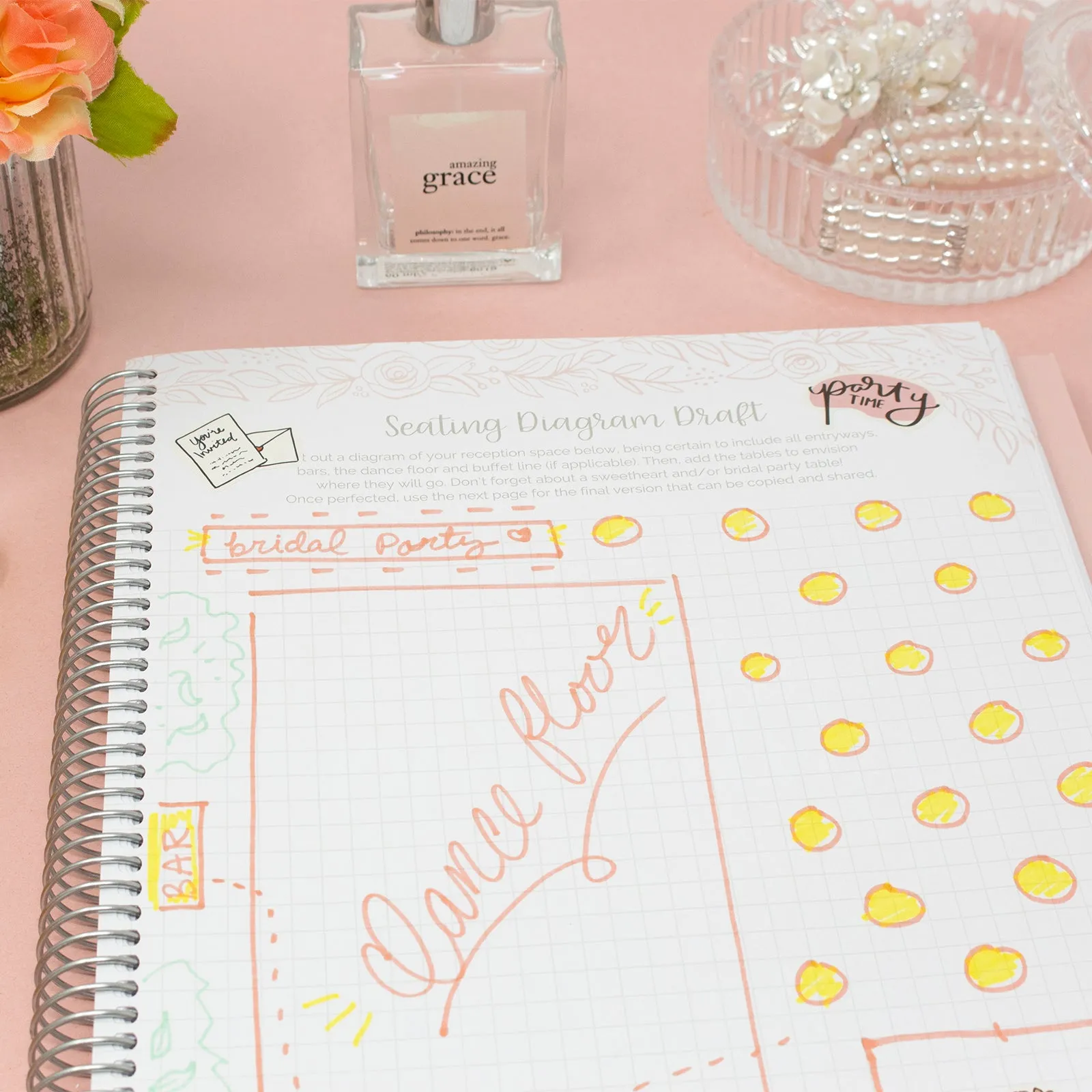 Wedding Planner & Calendar, Silver Floral