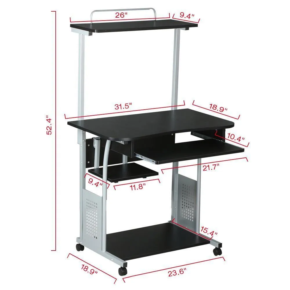 Yaheetech 3 Tiers Mobile Computer Desk